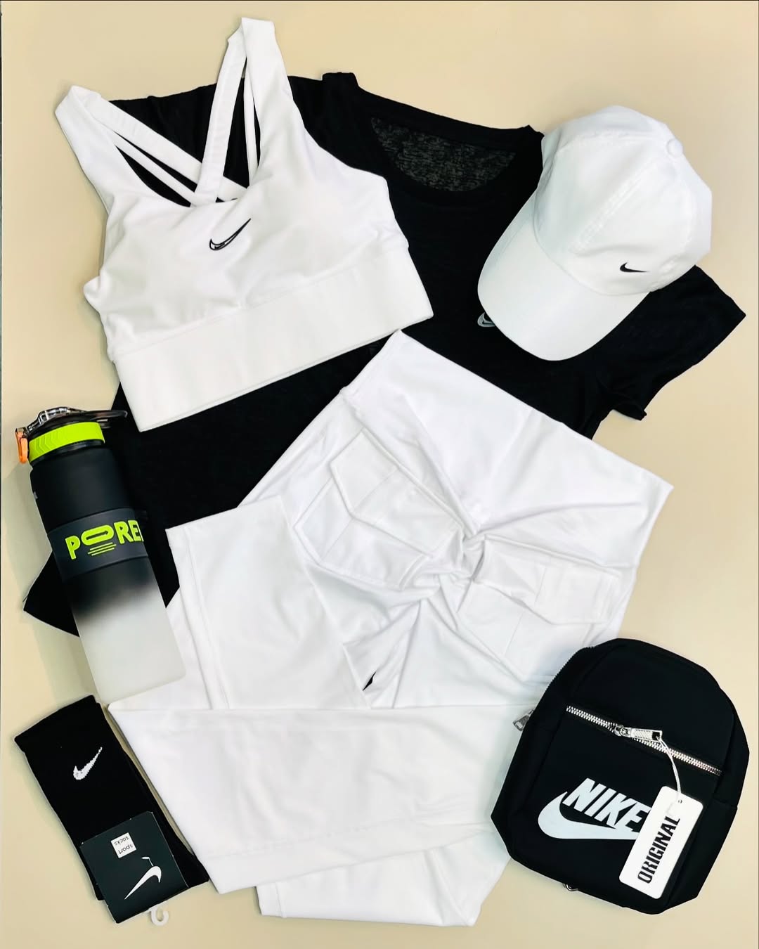 ست لگ کارگو ۲جیب و تیشرت توری سایز S/M/L/XL